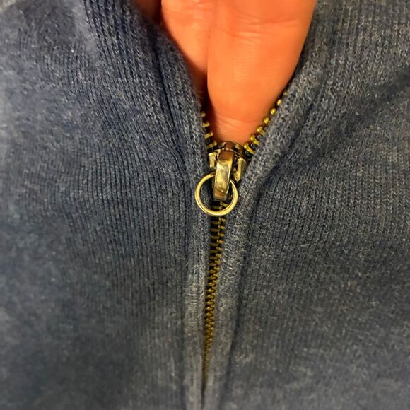 Men's L Polo Ralph Lauren Full Zip Knit Hoodie Blue Sweater Fleece Vintage - Picture 3 of 6